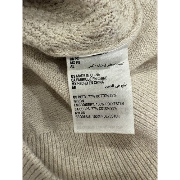 Charter Club Long Sleeve Ruffle Embroidered Floral Sweater Beige Women's Petite - Picture 9 of 13